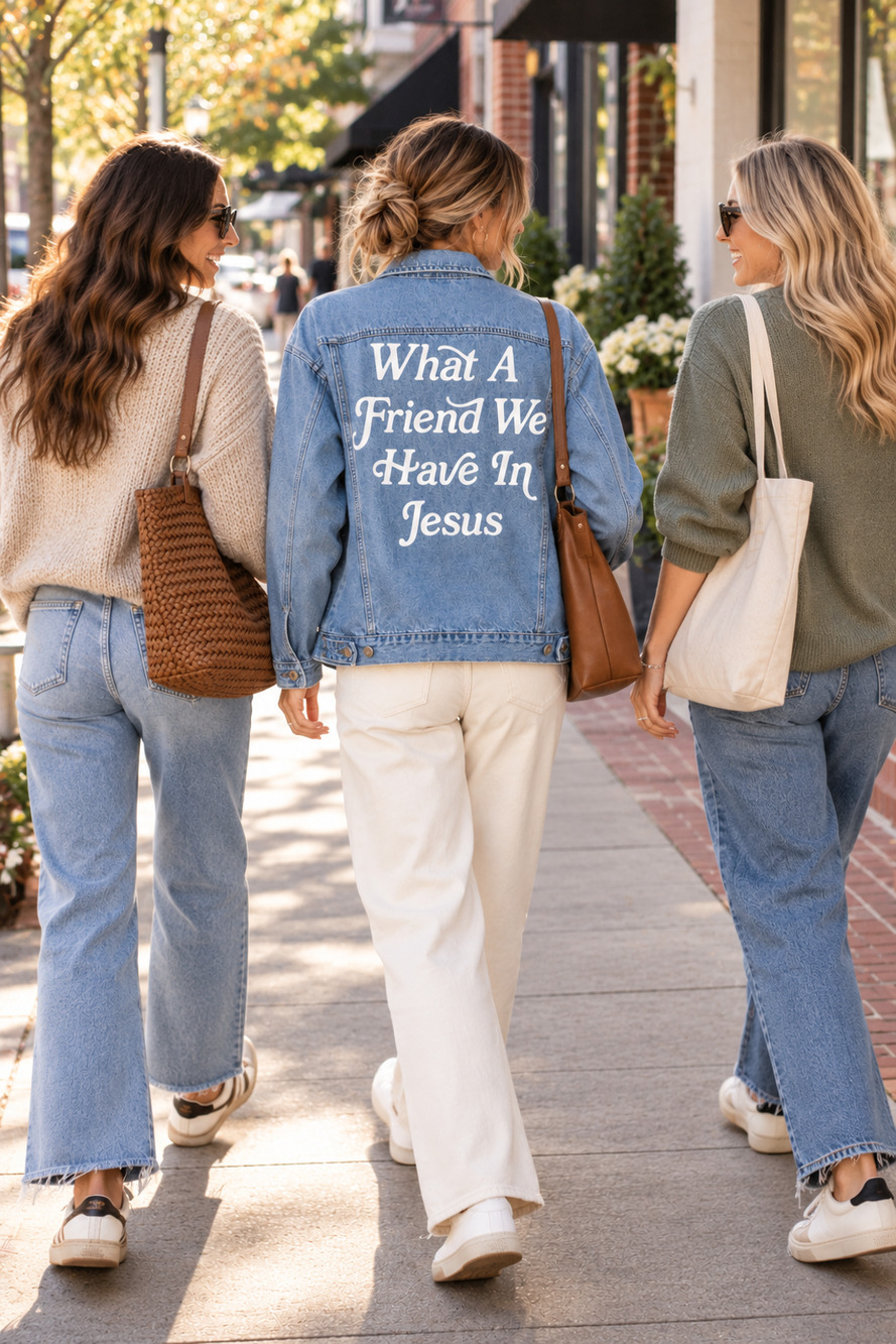 Elevated Faith What a Friend in Jesus Denim Jacket XS NWT Oversized